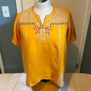 Johnny Was short sleeve embroidered blouse, medium